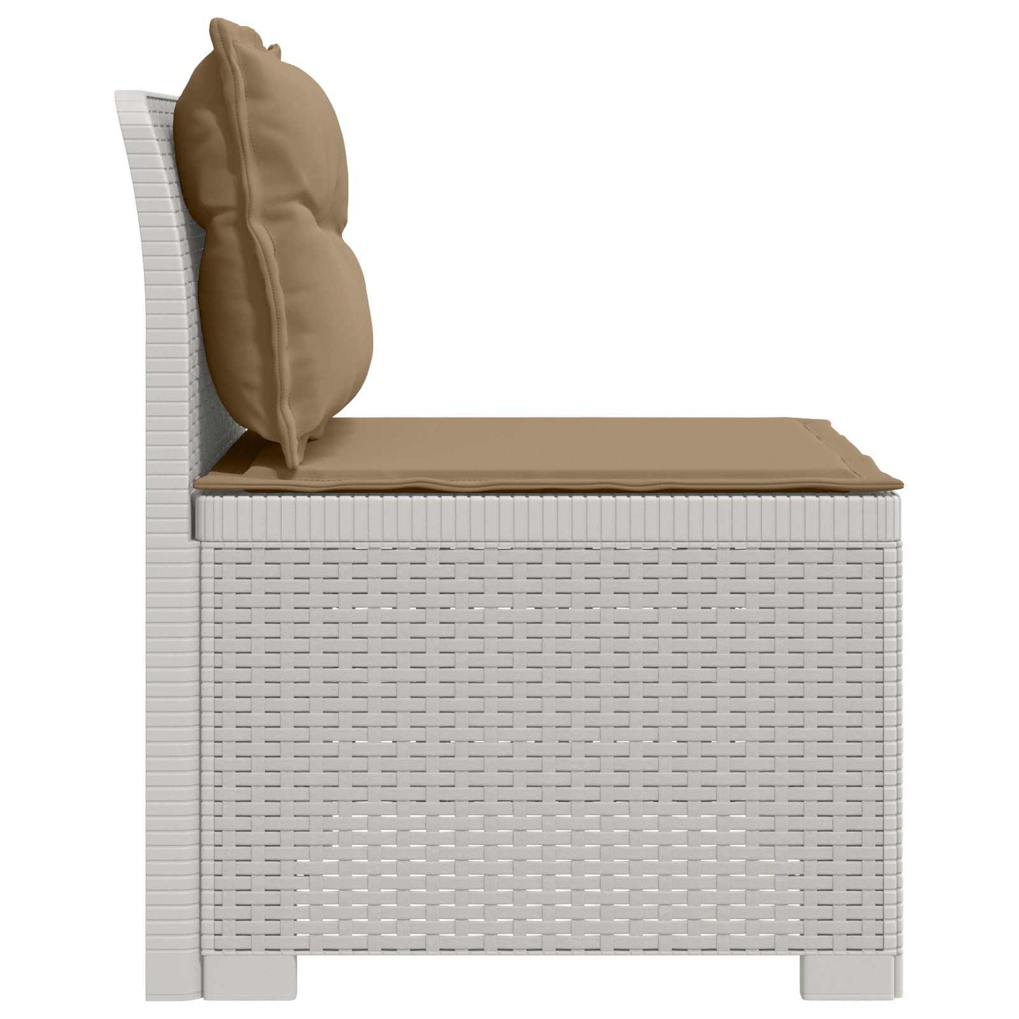 Eénpersoons Tuinbank met Kussens Rattan Look PP Wit is nu te koop bij PeponiXL, paradijselijk wonen!