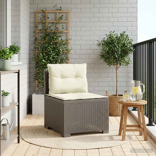 Eénpersoons Tuinbank met Kussens Rattan Look PP Lichtgrijs is nu te koop bij PeponiXL, paradijselijk wonen!