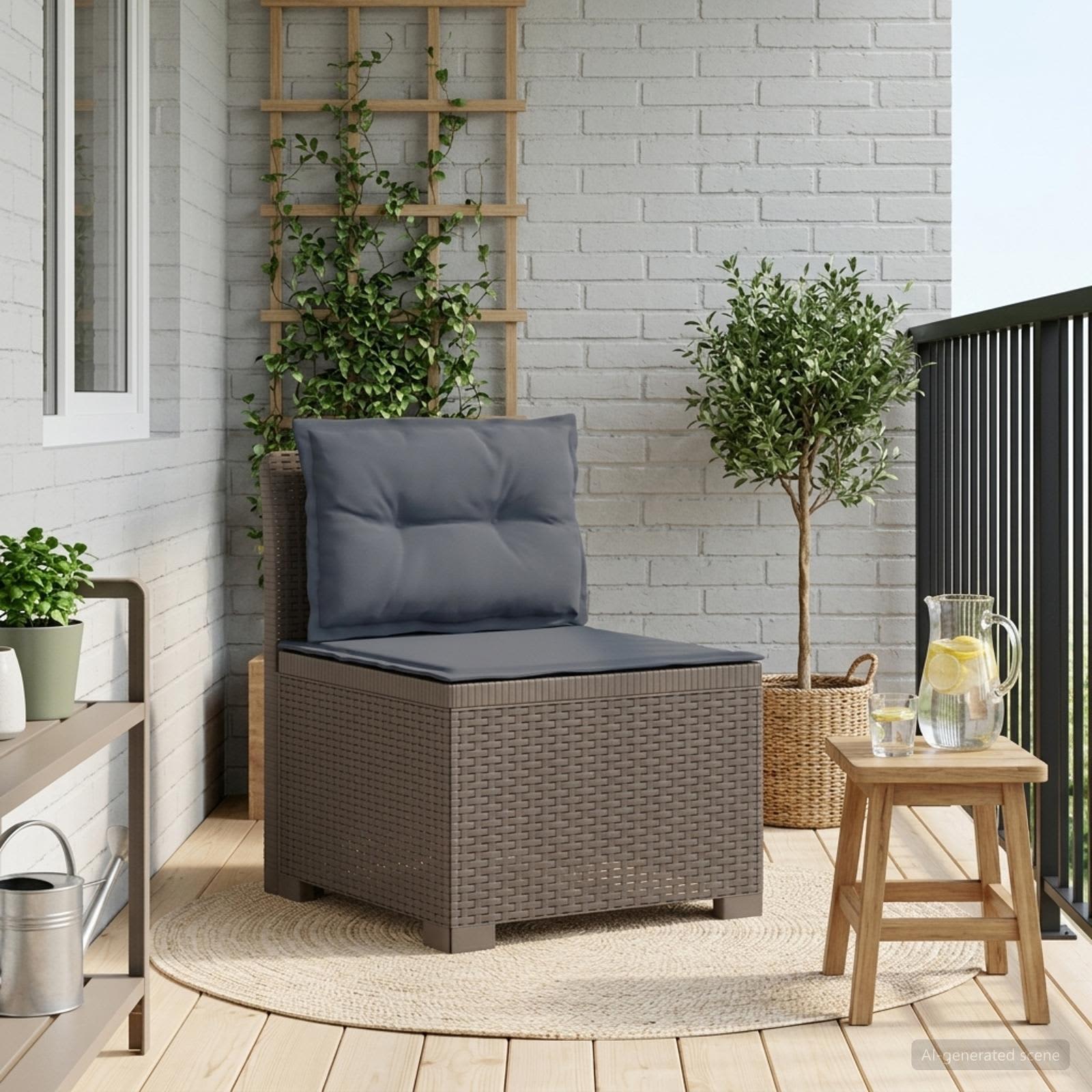 Eénpersoons Tuinbank met Kussens Rattan Look PP Lichtgrijs is nu te koop bij PeponiXL, paradijselijk wonen!