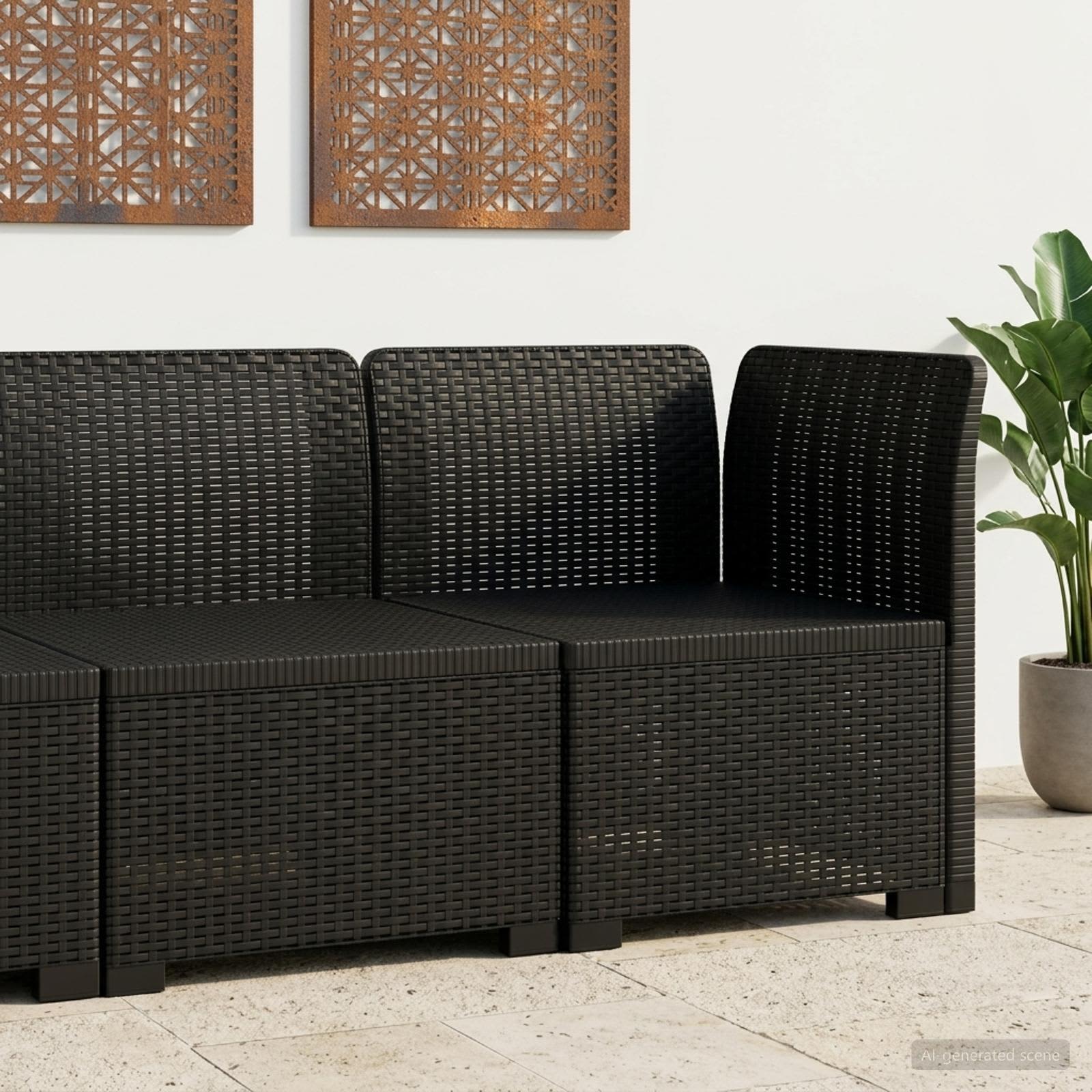 Eénpersoons Tuinbank Rattan Look PP Antraciet is nu te koop bij PeponiXL, paradijselijk wonen!