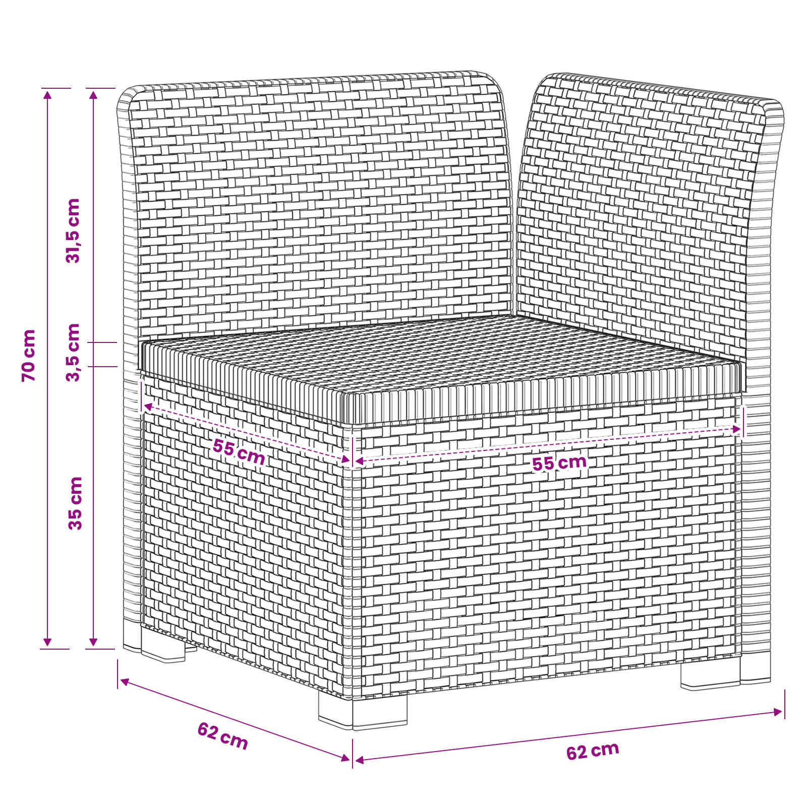 Eénpersoons Tuinbank Rattan Look PP Bruin is nu te koop bij PeponiXL, paradijselijk wonen!
