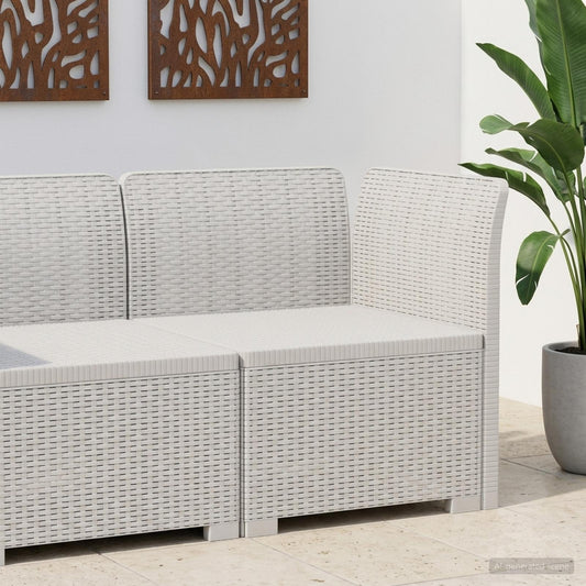 Eénpersoons Tuinbank Rattan Look PP Wit is nu te koop bij PeponiXL, paradijselijk wonen!
