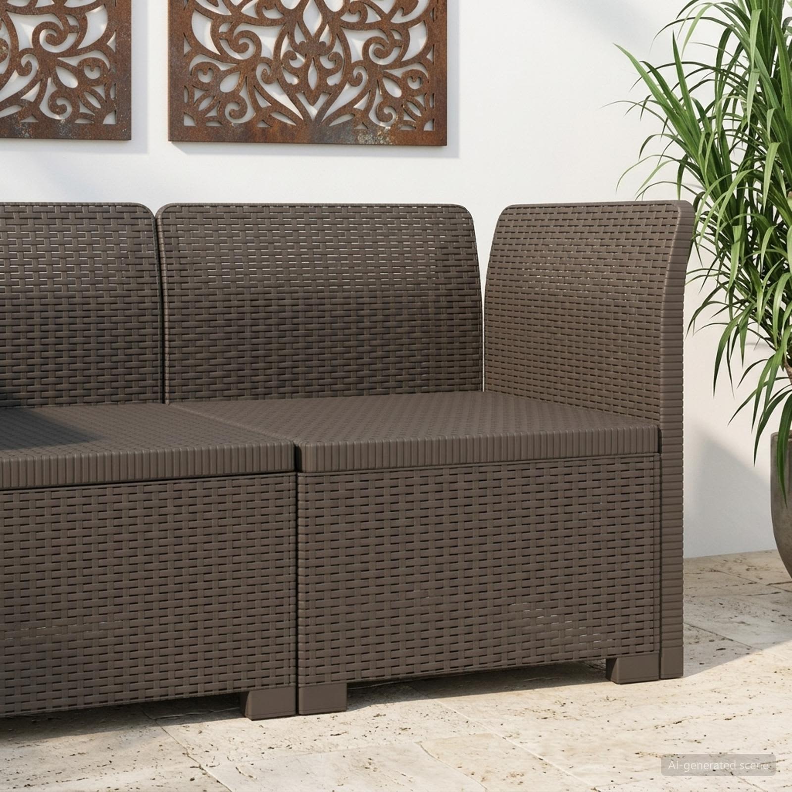 Eénpersoons Tuinbank Rattan Look PP Lichtgrijs is nu te koop bij PeponiXL, paradijselijk wonen!
