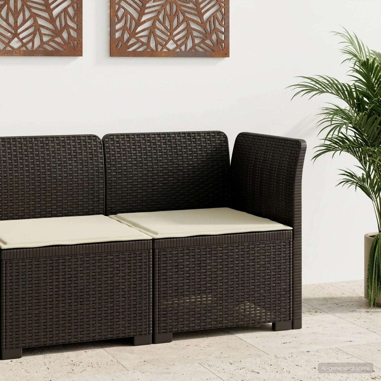 Eénpersoons Tuinbank met Kussen Rattan Look PP Antraciet is nu te koop bij PeponiXL, paradijselijk wonen!