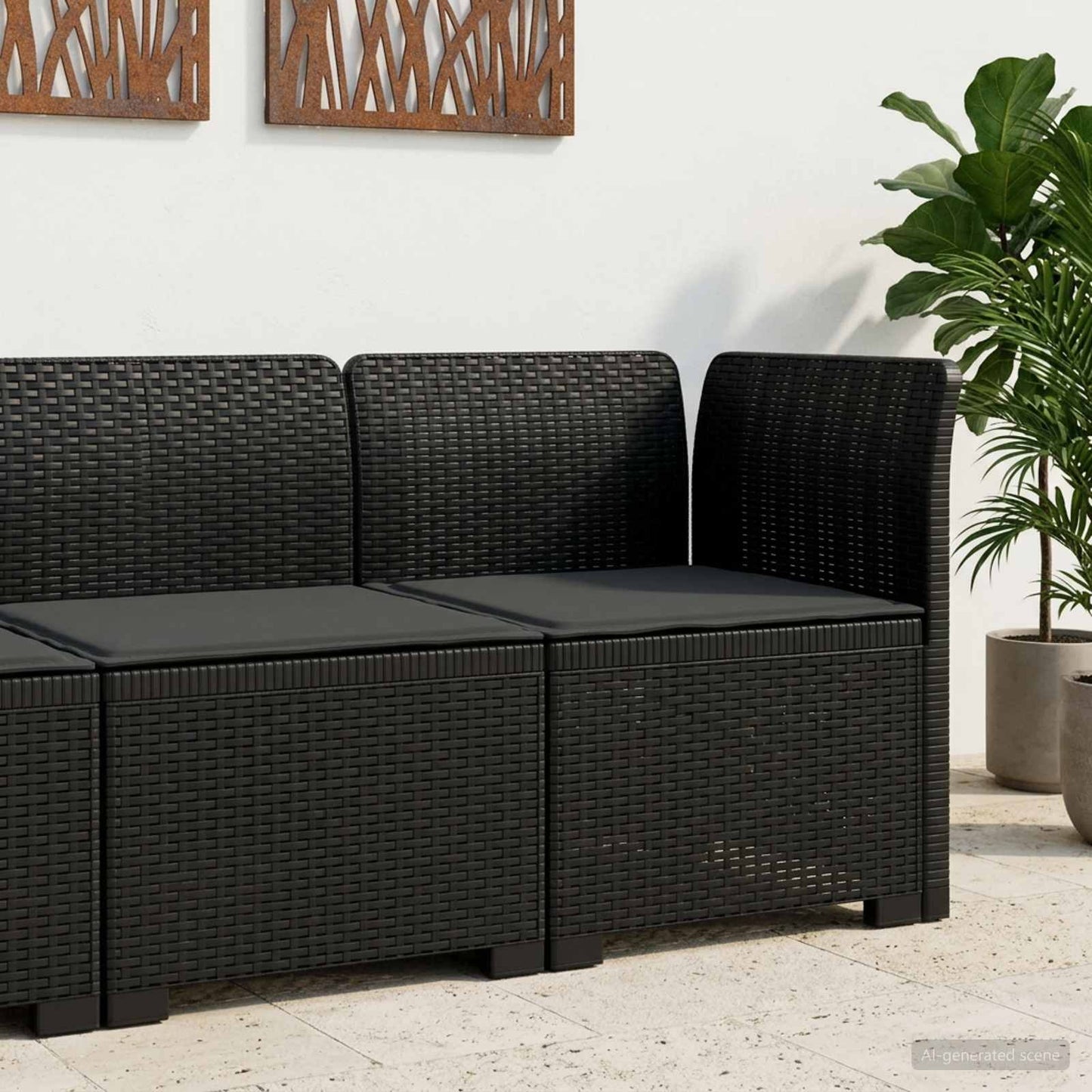 Eénpersoons Tuinbank met Kussen Rattan Look PP Antraciet is nu te koop bij PeponiXL, paradijselijk wonen!