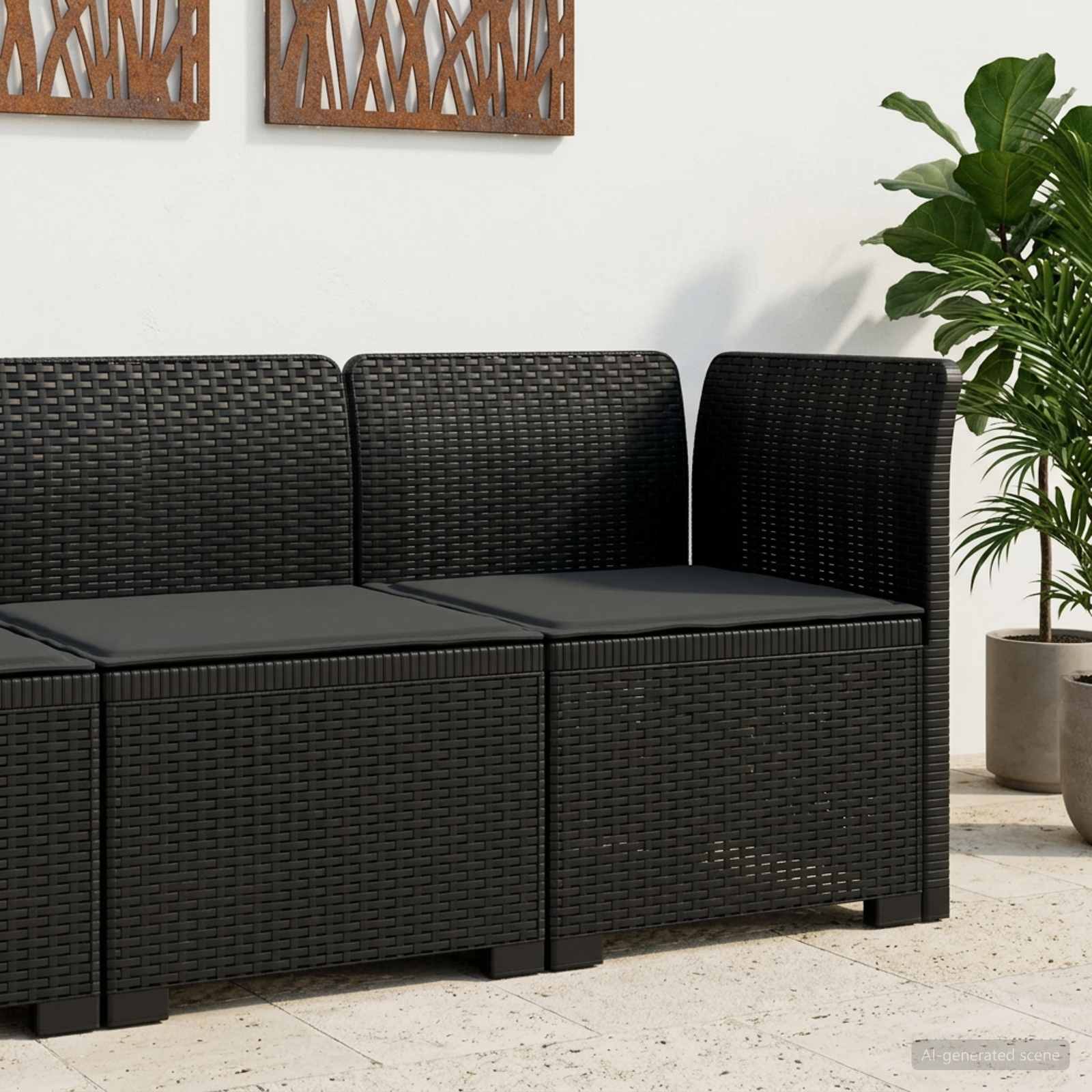 Eénpersoons Tuinbank met Kussen Rattan Look PP Antraciet is nu te koop bij PeponiXL, paradijselijk wonen!