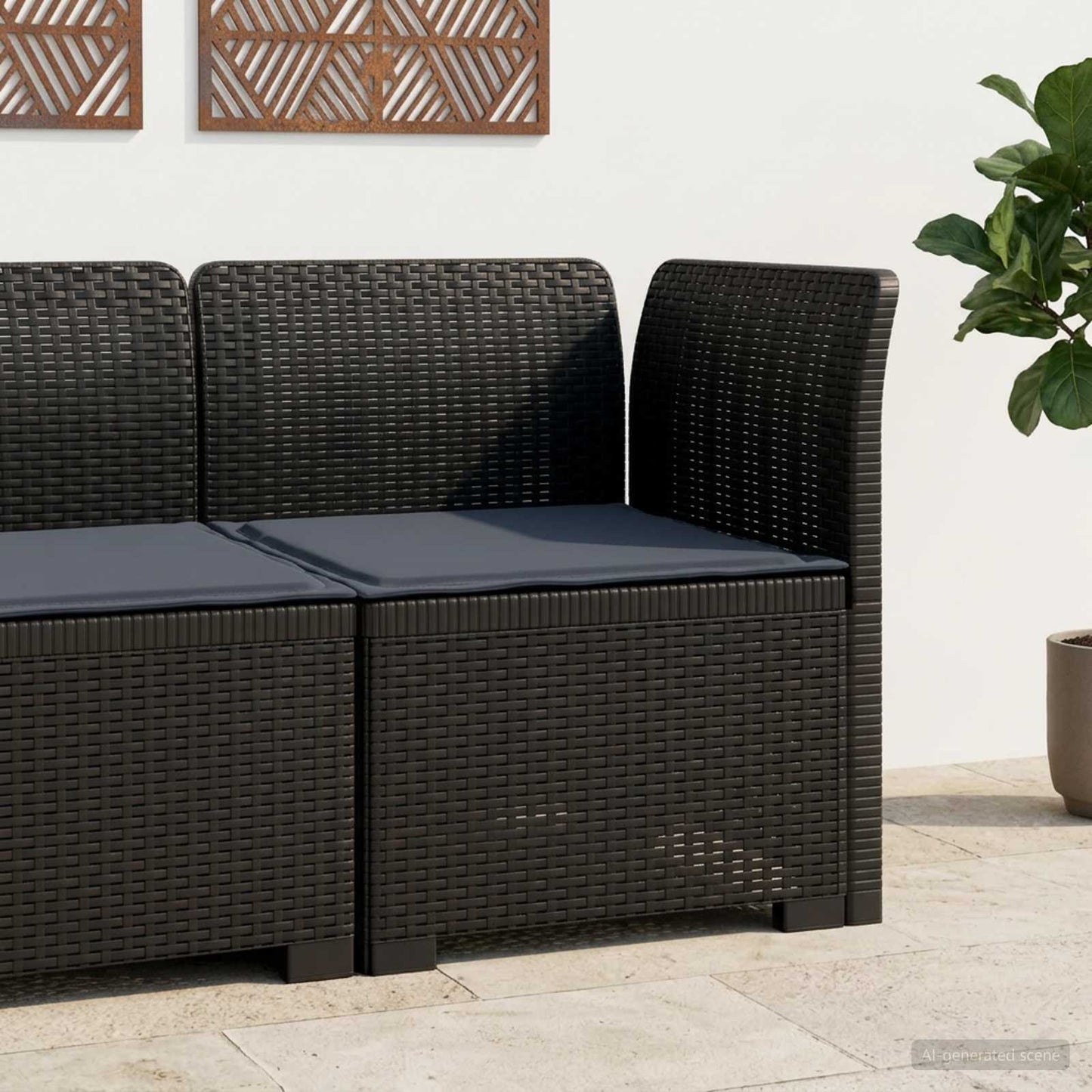 Eénpersoons Tuinbank met Kussen Rattan Look PP Antraciet is nu te koop bij PeponiXL, paradijselijk wonen!