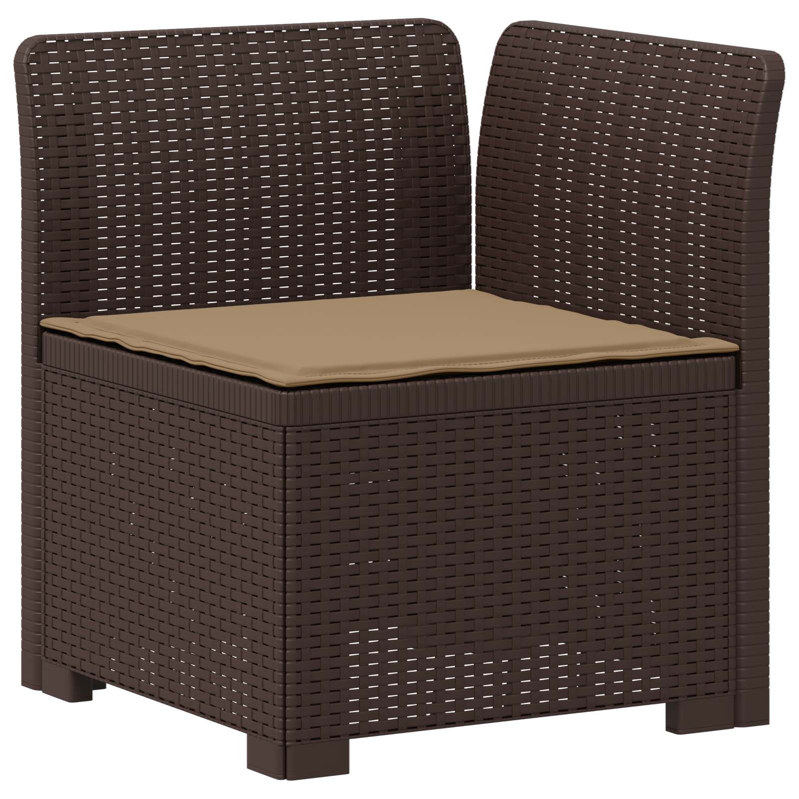 Eénpersoons Tuinbank met Kussen Rattan Look PP Bruin is nu te koop bij PeponiXL, paradijselijk wonen!
