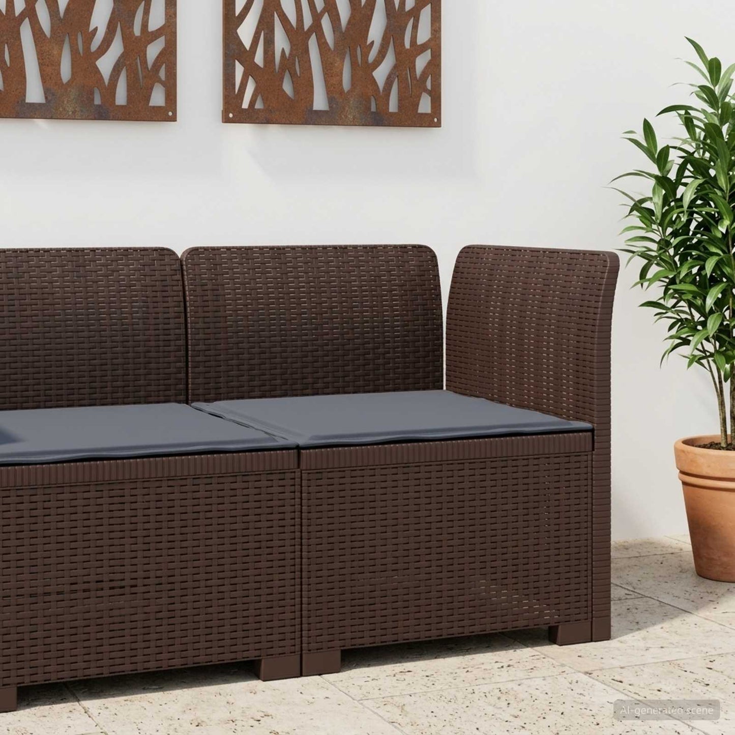 Eénpersoons Tuinbank met Kussen Rattan Look PP Bruin is nu te koop bij PeponiXL, paradijselijk wonen!