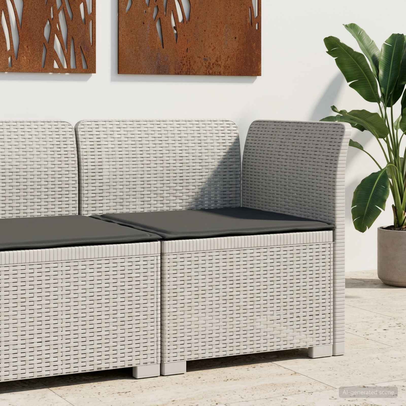 Eénpersoons Tuinbank met Kussen Rattan Look PP Wit is nu te koop bij PeponiXL, paradijselijk wonen!