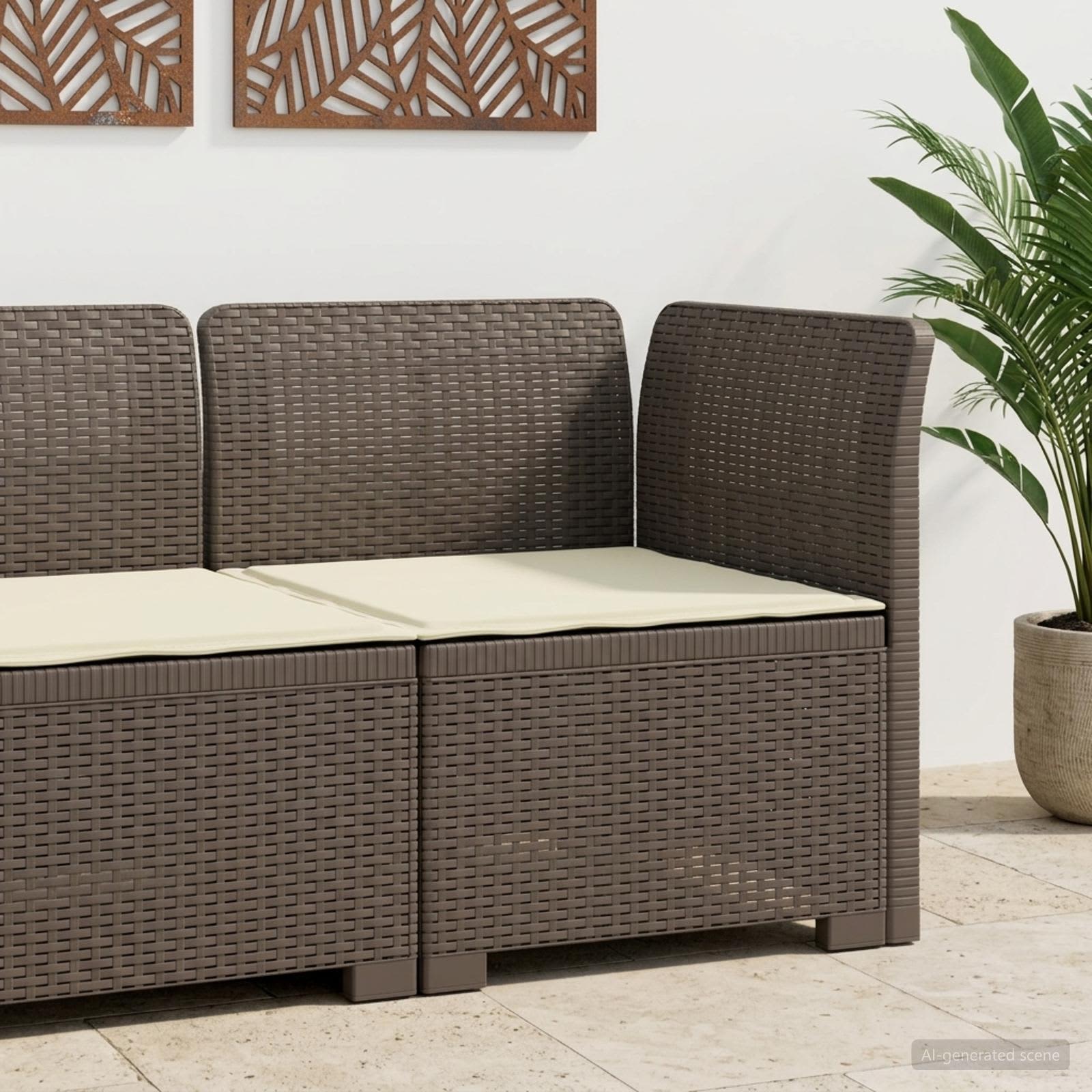 Eénpersoons Tuinbank met Kussen Rattan Look PP Lichtgrijs is nu te koop bij PeponiXL, paradijselijk wonen!