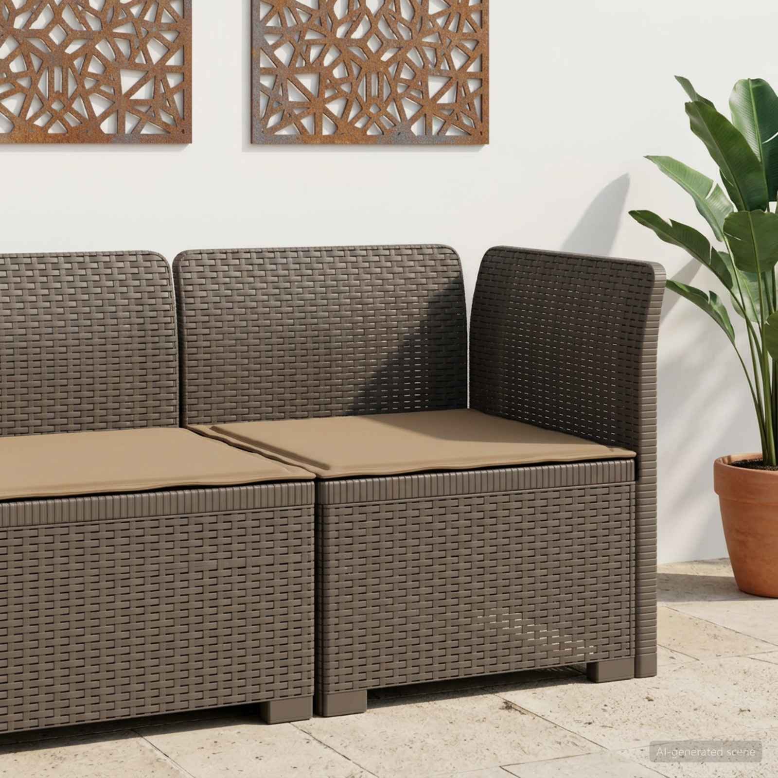 Eénpersoons Tuinbank met Kussen Rattan Look PP Lichtgrijs is nu te koop bij PeponiXL, paradijselijk wonen!