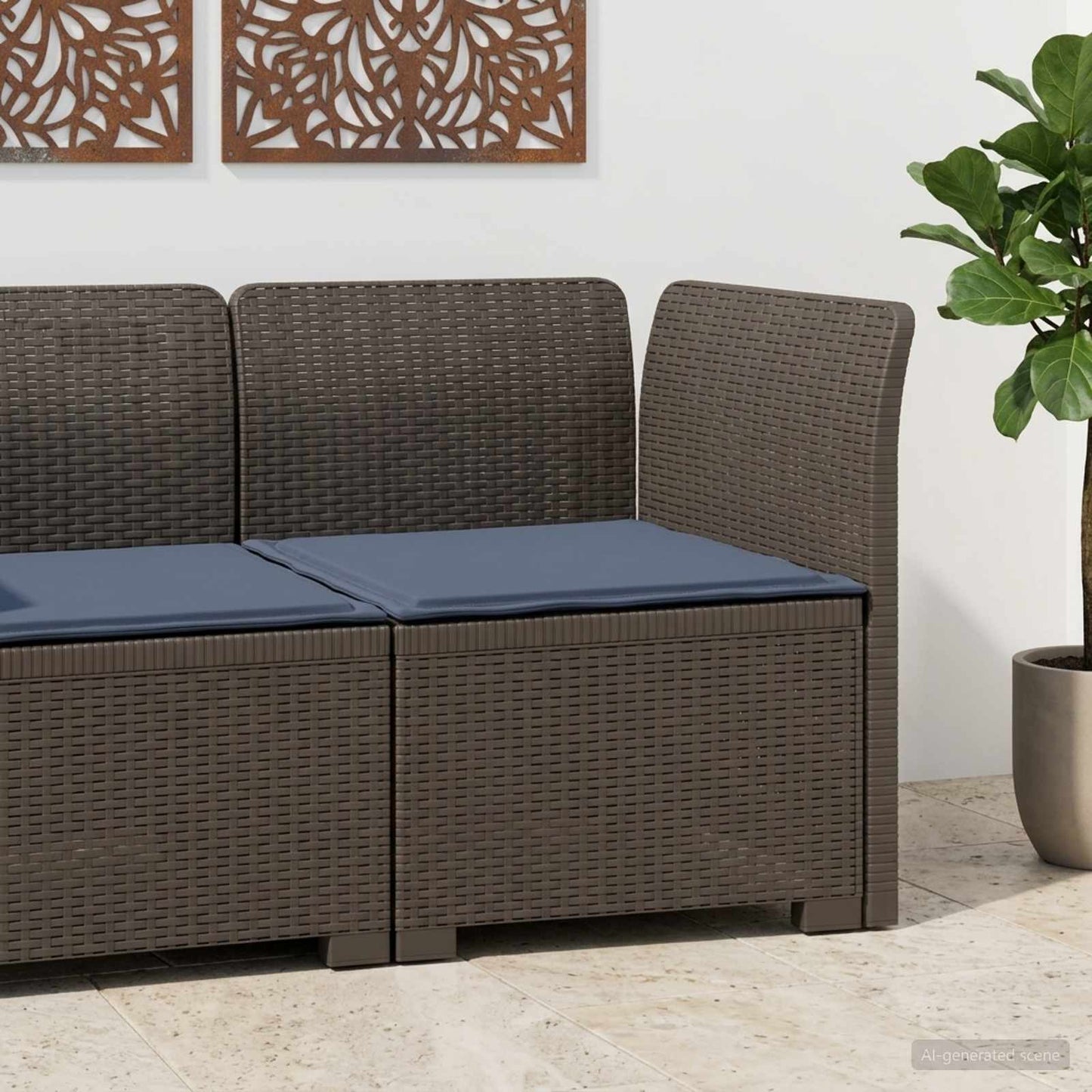 Eénpersoons Tuinbank met Kussen Rattan Look PP Lichtgrijs is nu te koop bij PeponiXL, paradijselijk wonen!