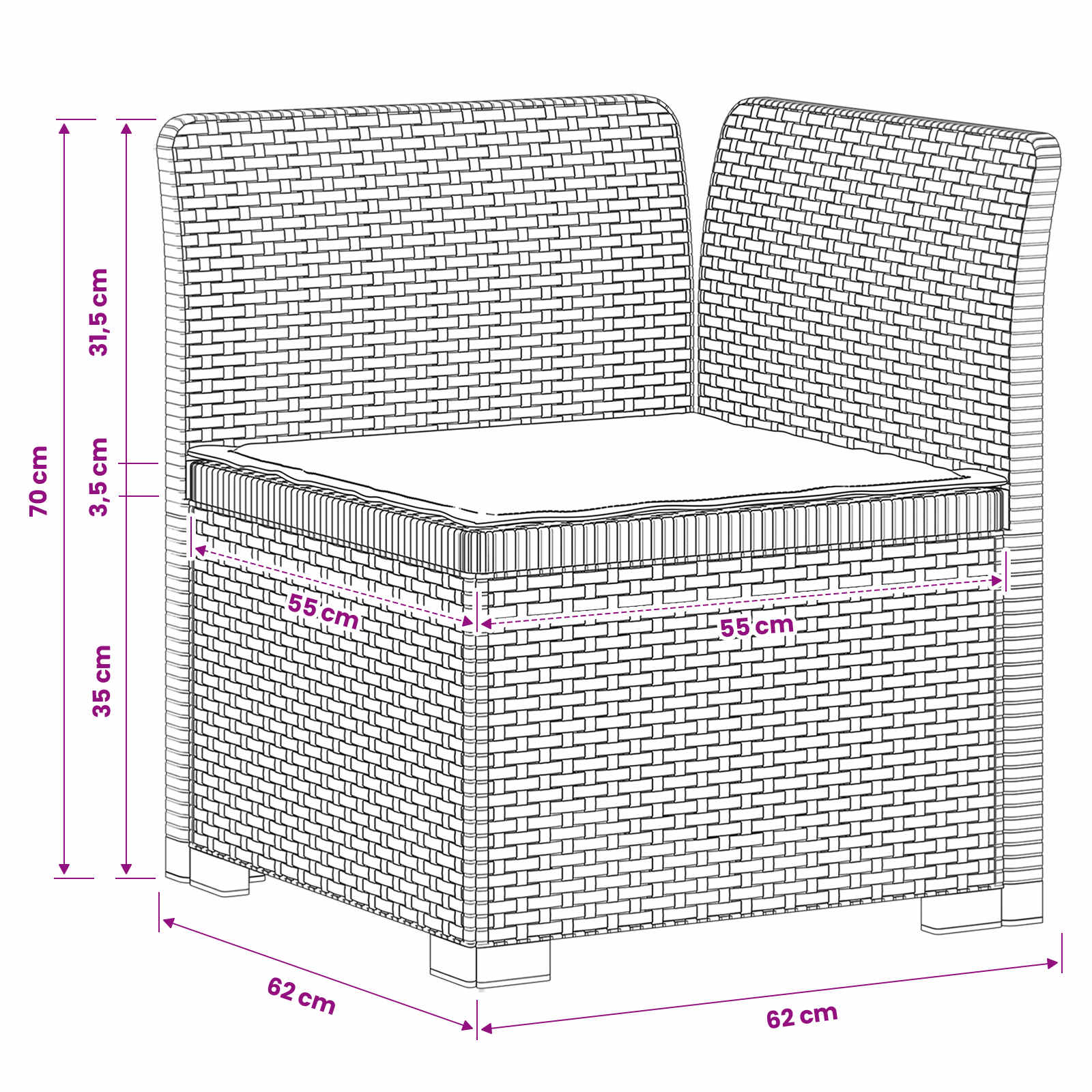 Eénpersoons Tuinbank met Kussen Rattan Look PP Lichtgrijs is nu te koop bij PeponiXL, paradijselijk wonen!