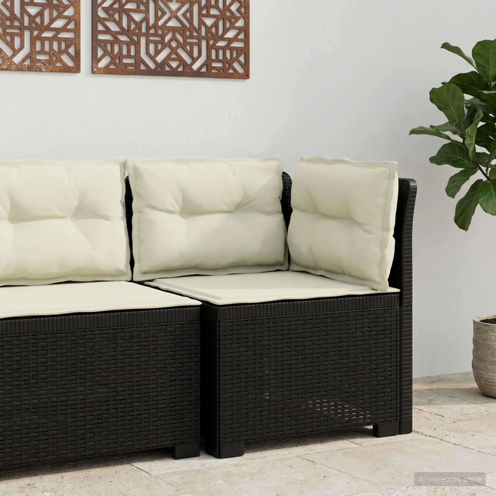 Eénpersoons Tuinbank met Kussens Rattan Look PP Antraciet is nu te koop bij PeponiXL, paradijselijk wonen!