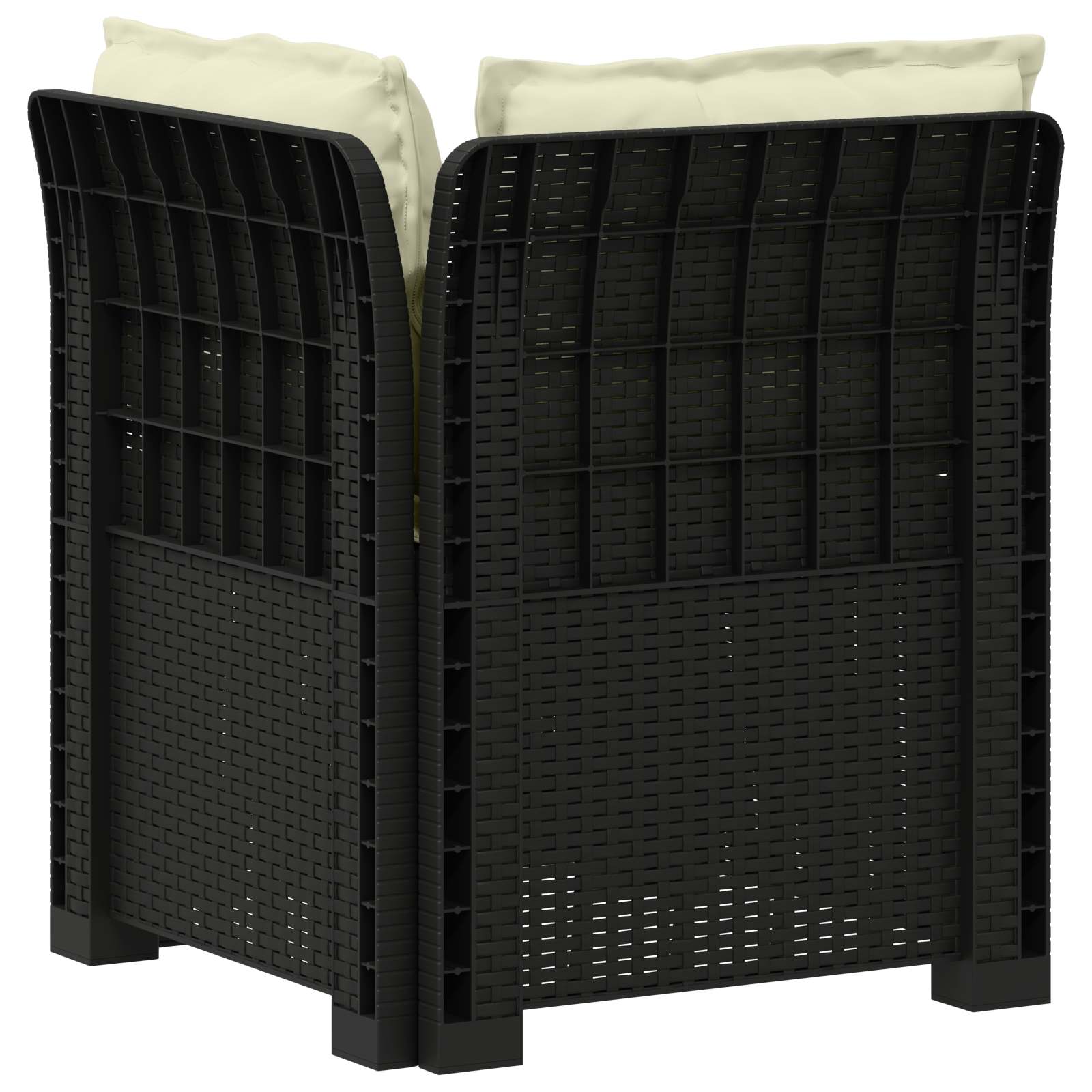 Eénpersoons Tuinbank met Kussens Rattan Look PP Antraciet is nu te koop bij PeponiXL, paradijselijk wonen!