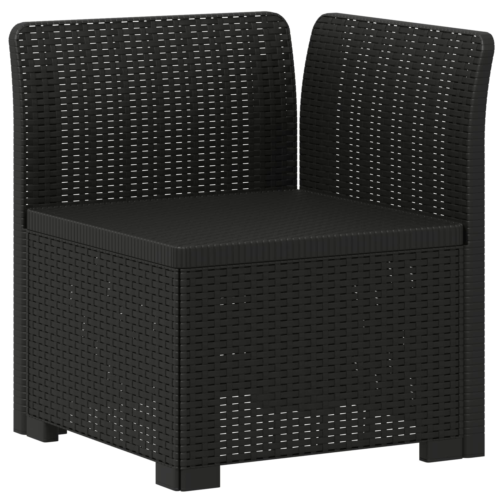 Eénpersoons Tuinbank met Kussens Rattan Look PP Antraciet is nu te koop bij PeponiXL, paradijselijk wonen!