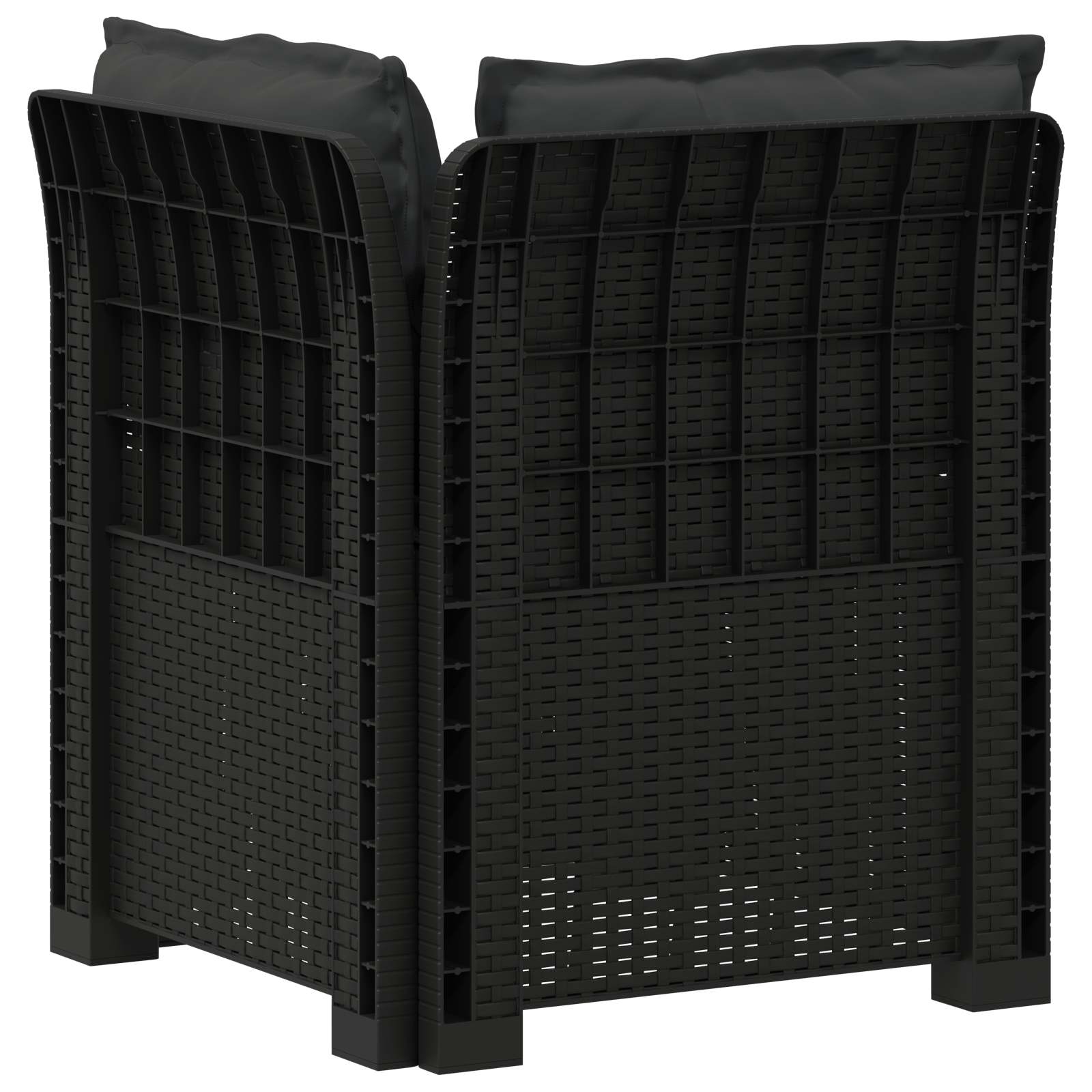 Eénpersoons Tuinbank met Kussens Rattan Look PP Antraciet is nu te koop bij PeponiXL, paradijselijk wonen!