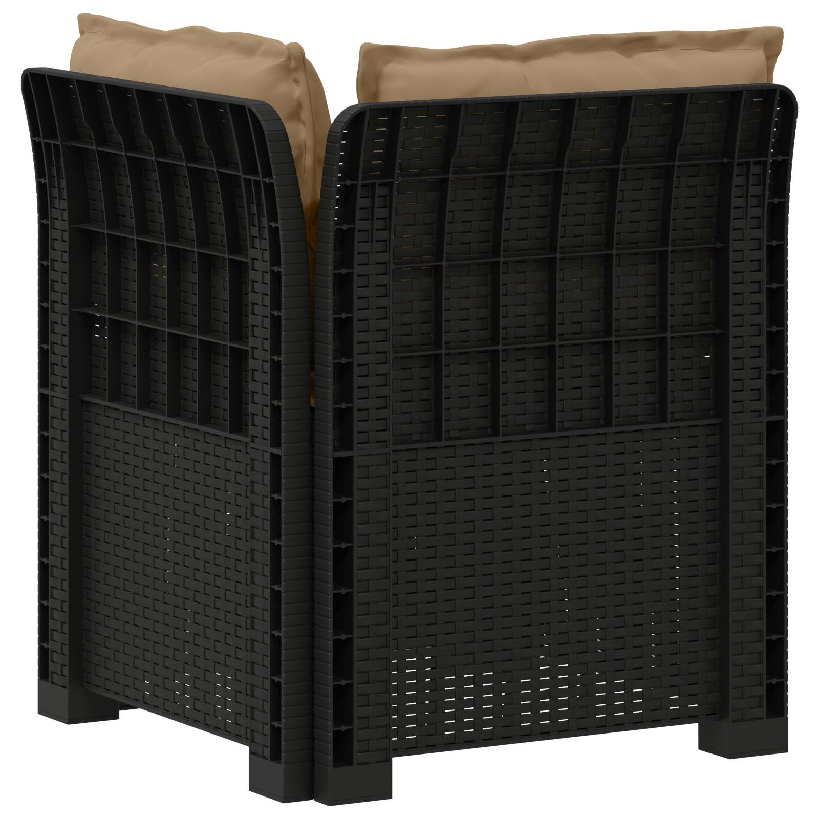 Eénpersoons Tuinbank met Kussens Rattan Look PP Antraciet is nu te koop bij PeponiXL, paradijselijk wonen!