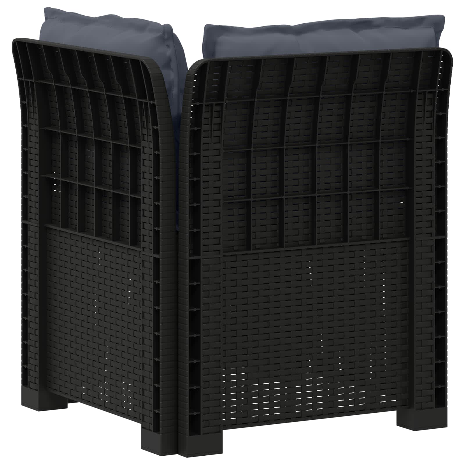 Eénpersoons Tuinbank met Kussens Rattan Look PP Antraciet is nu te koop bij PeponiXL, paradijselijk wonen!