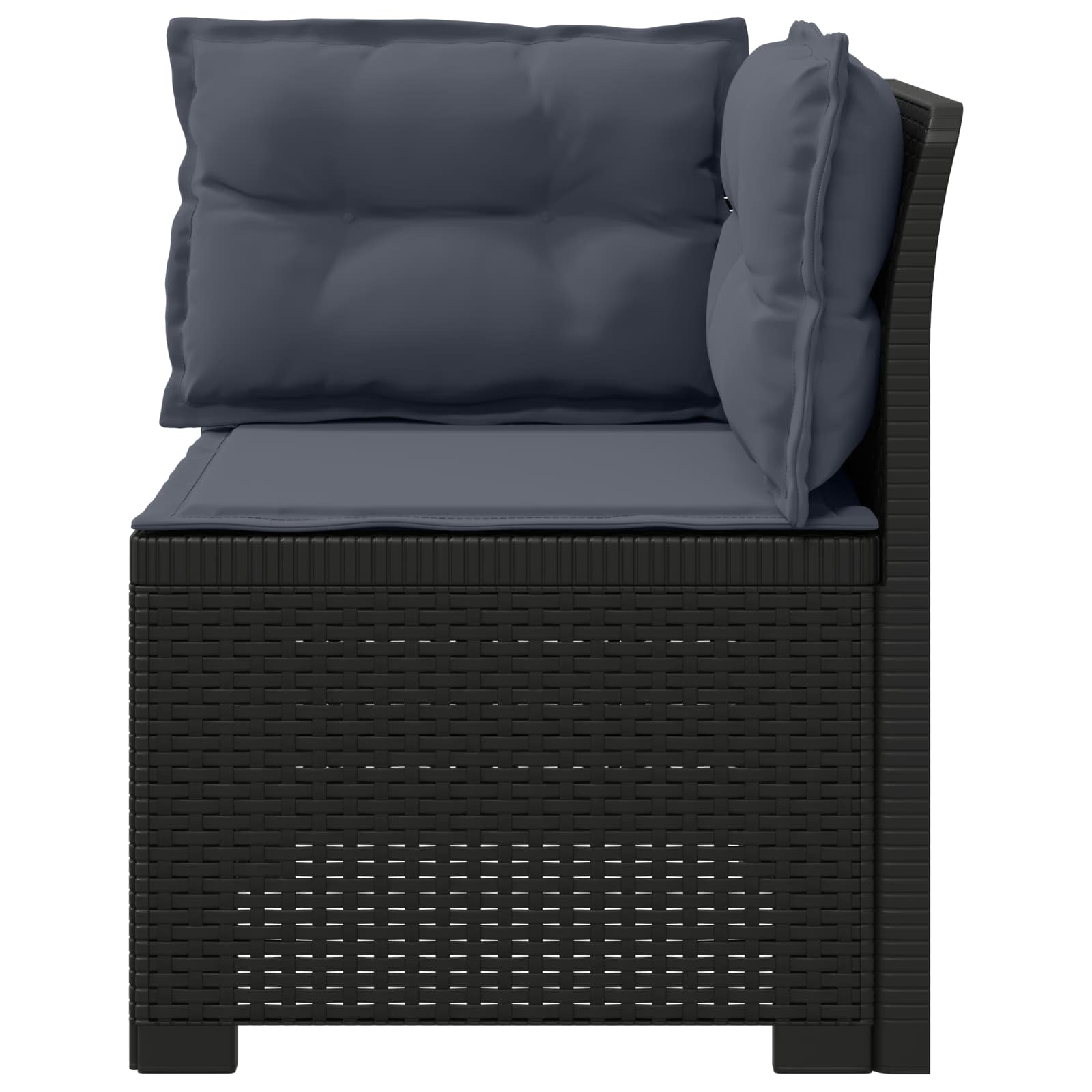 Eénpersoons Tuinbank met Kussens Rattan Look PP Antraciet is nu te koop bij PeponiXL, paradijselijk wonen!