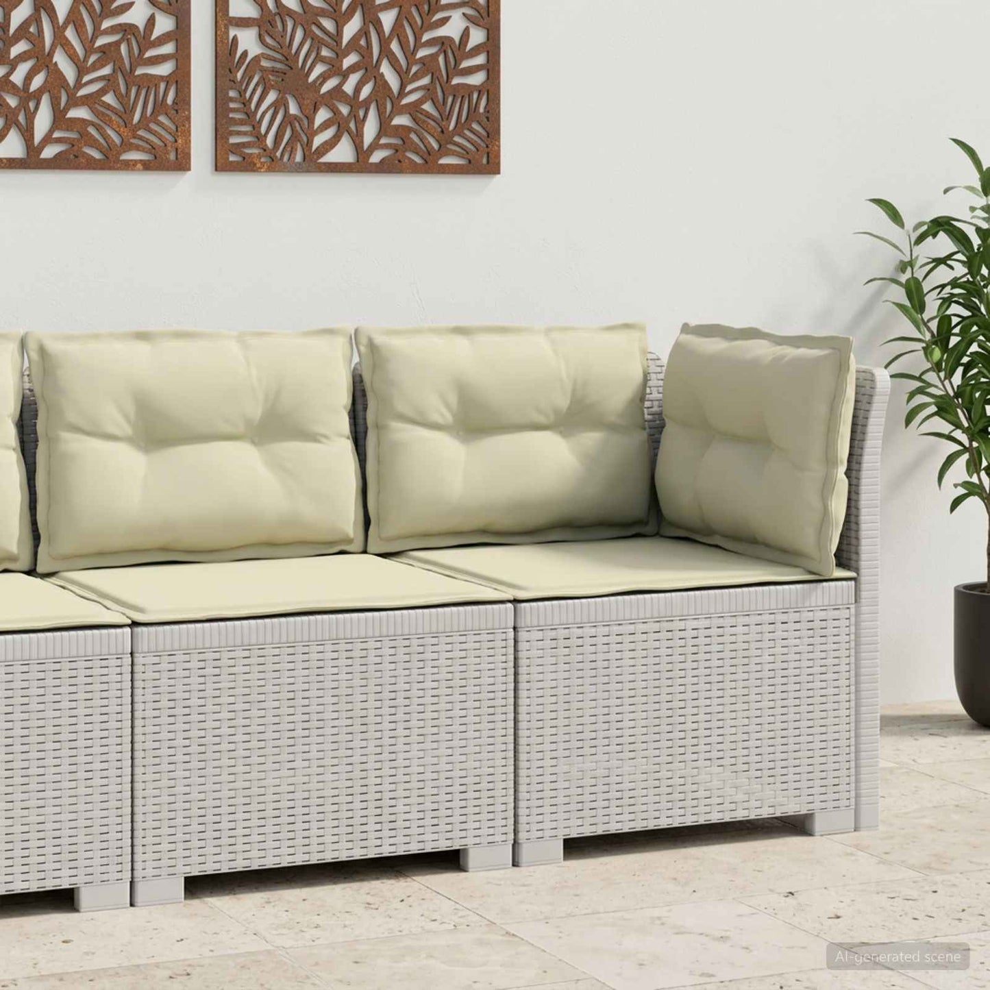 Eénpersoons Tuinbank met Kussens Rattan Look PP Wit is nu te koop bij PeponiXL, paradijselijk wonen!