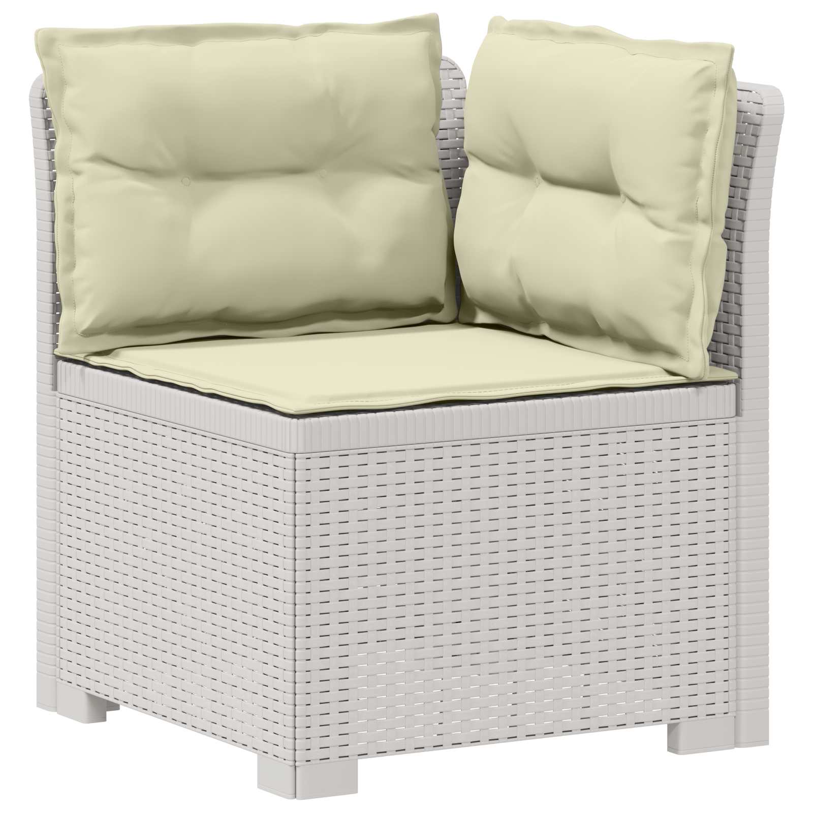 Eénpersoons Tuinbank met Kussens Rattan Look PP Wit is nu te koop bij PeponiXL, paradijselijk wonen!