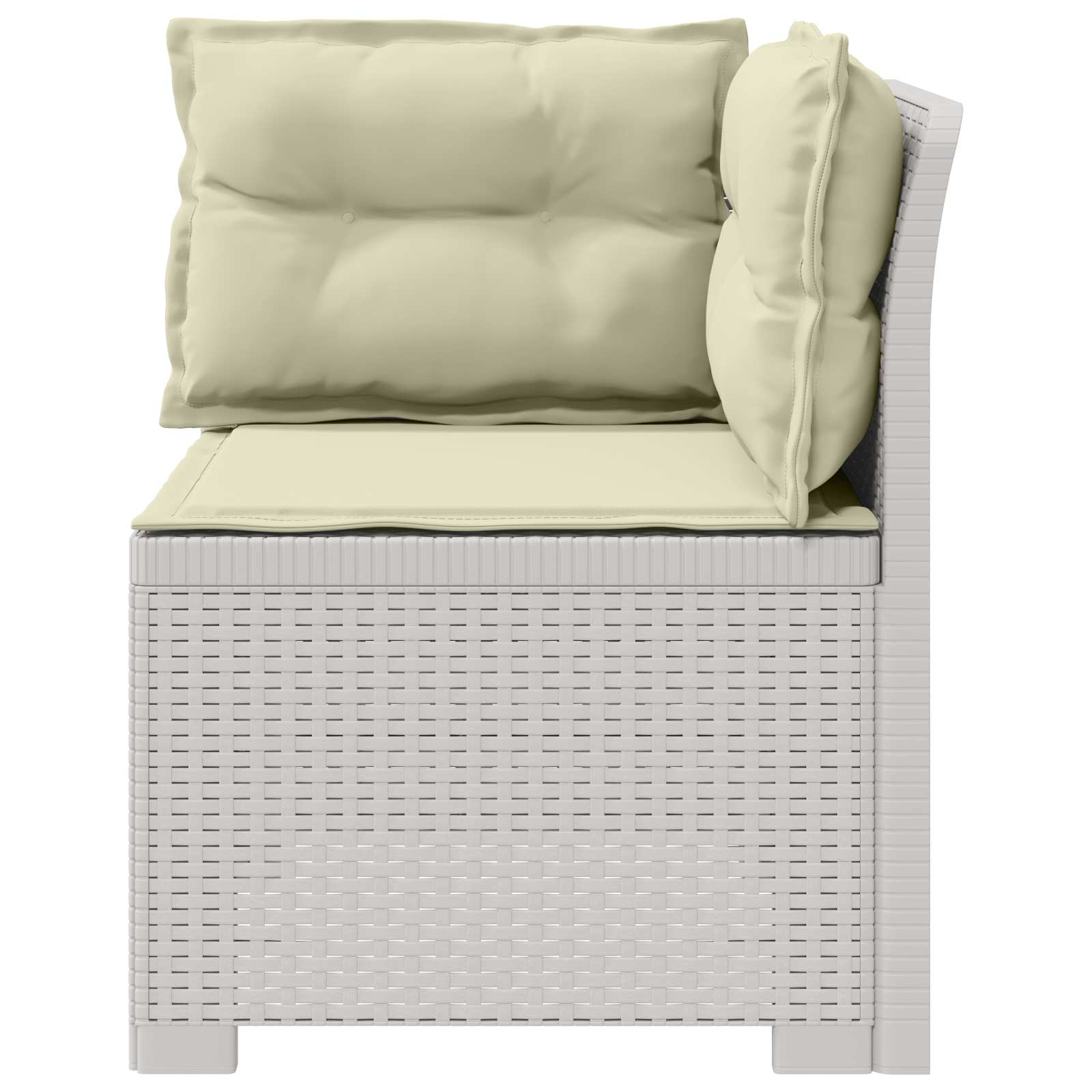 Eénpersoons Tuinbank met Kussens Rattan Look PP Wit is nu te koop bij PeponiXL, paradijselijk wonen!