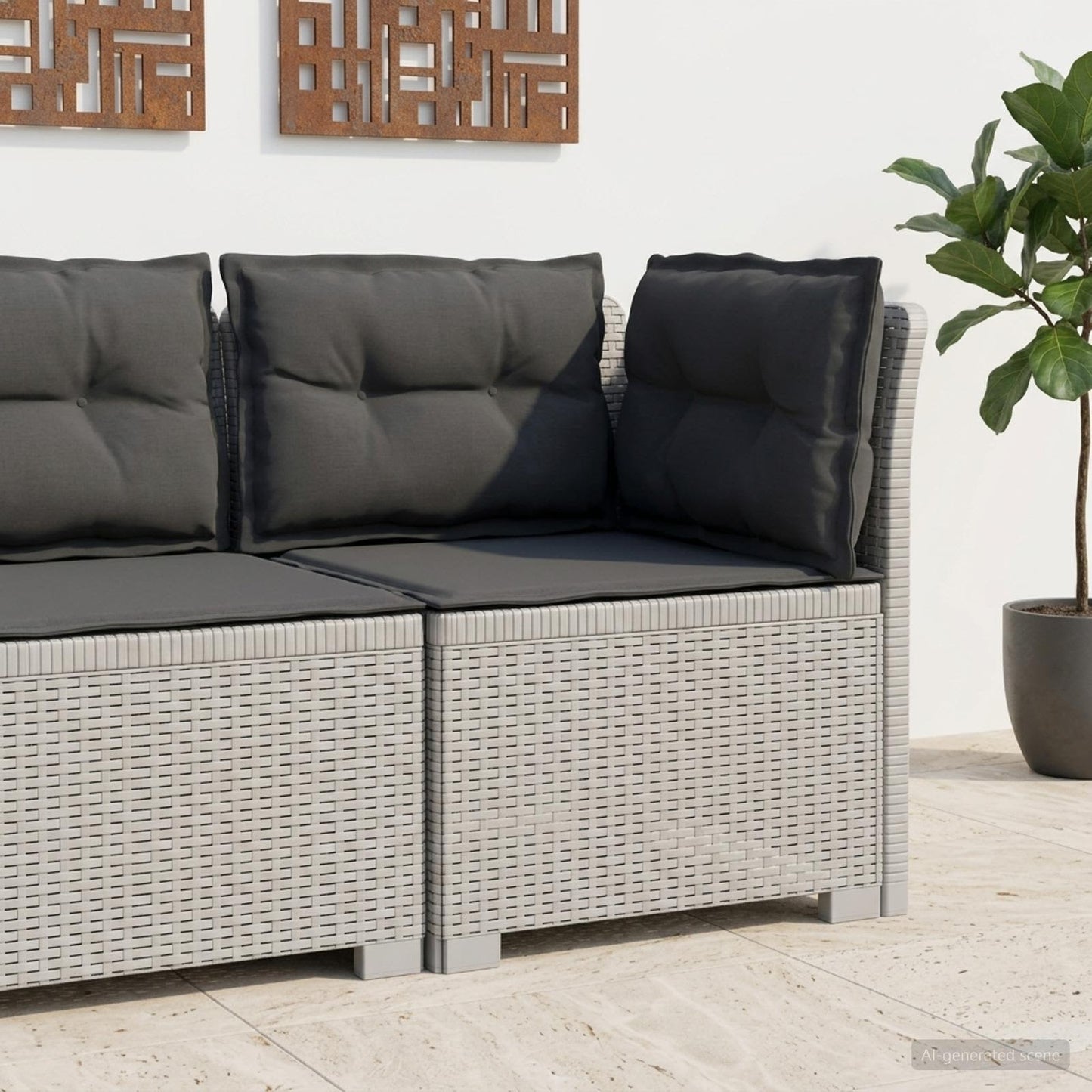 Eénpersoons Tuinbank met Kussens Rattan Look PP Wit is nu te koop bij PeponiXL, paradijselijk wonen!