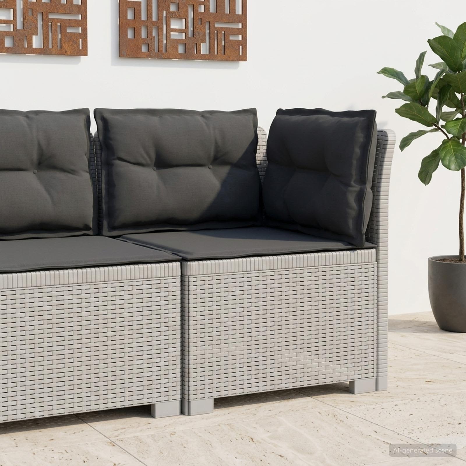 Eénpersoons Tuinbank met Kussens Rattan Look PP Wit is nu te koop bij PeponiXL, paradijselijk wonen!