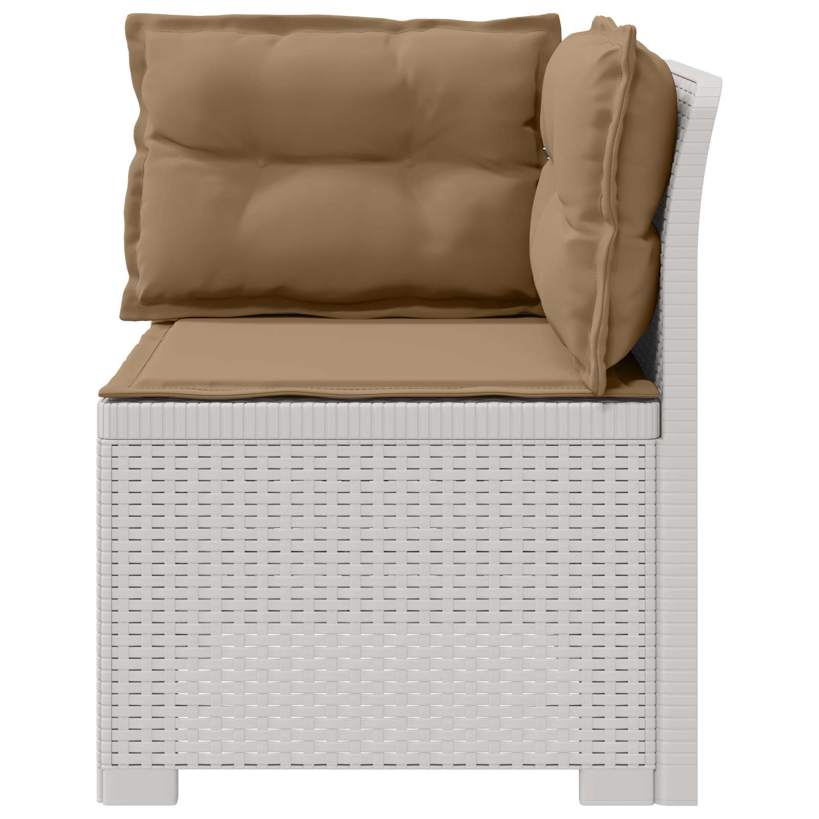 Eénpersoons Tuinbank met Kussens Rattan Look PP Wit is nu te koop bij PeponiXL, paradijselijk wonen!