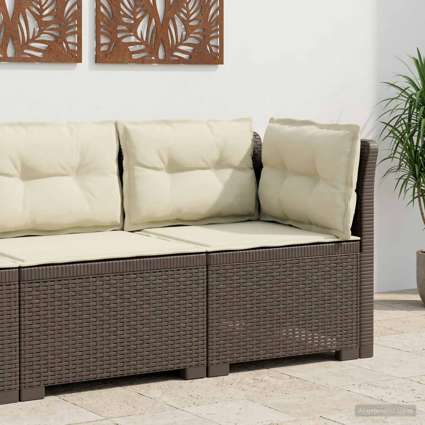 Eénpersoons Tuinbank met Kussens Rattan Look PP Lichtgrijs is nu te koop bij PeponiXL, paradijselijk wonen!
