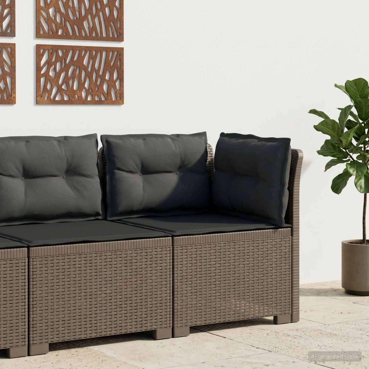 Eénpersoons Tuinbank met Kussens Rattan Look PP Lichtgrijs is nu te koop bij PeponiXL, paradijselijk wonen!