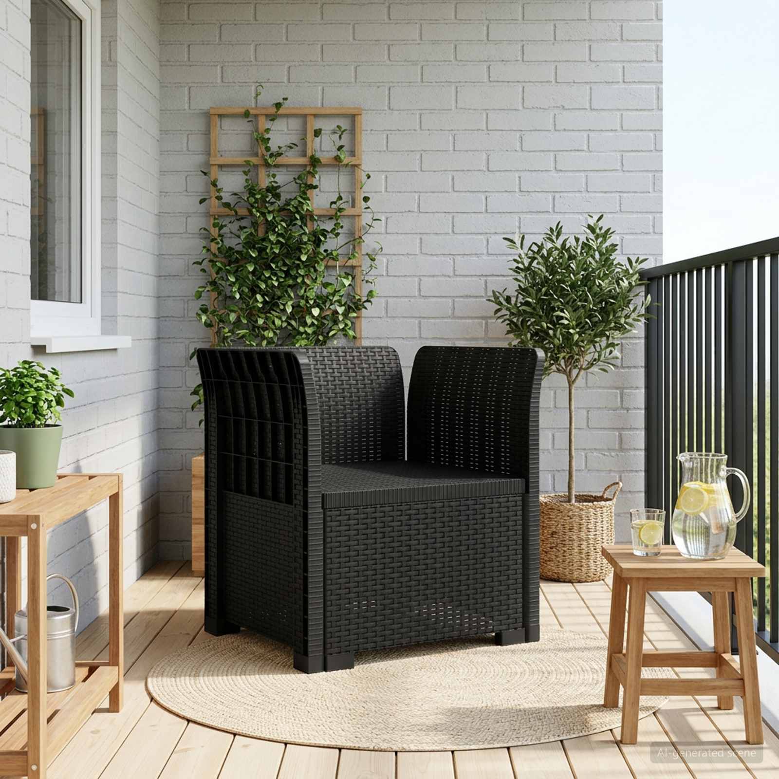 Eénpersoons Fauteuil Rattan Look PP Antraciet is nu te koop bij PeponiXL, paradijselijk wonen!