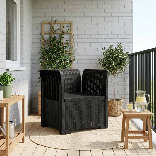 Eénpersoons Fauteuil Rattan Look PP Antraciet is nu te koop bij PeponiXL, paradijselijk wonen!