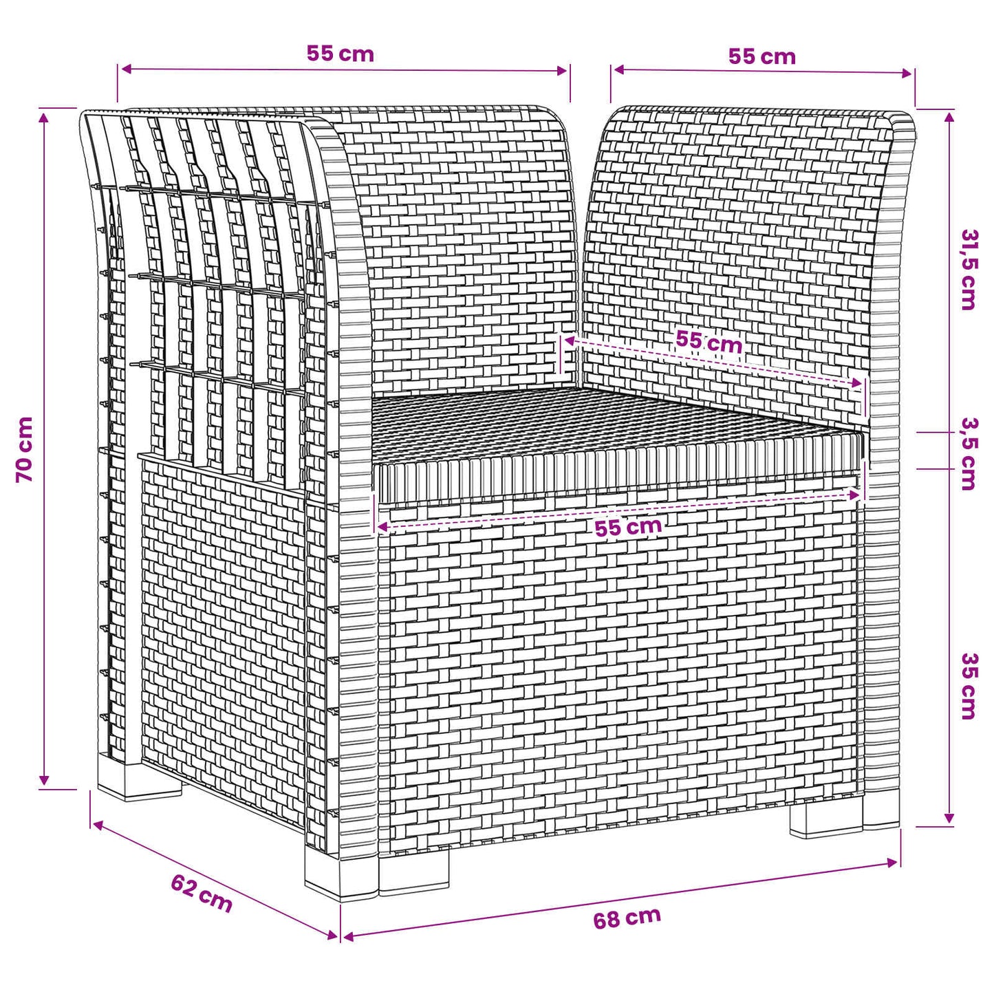 Eénpersoons Fauteuil Rattan Look PP Antraciet is nu te koop bij PeponiXL, paradijselijk wonen!