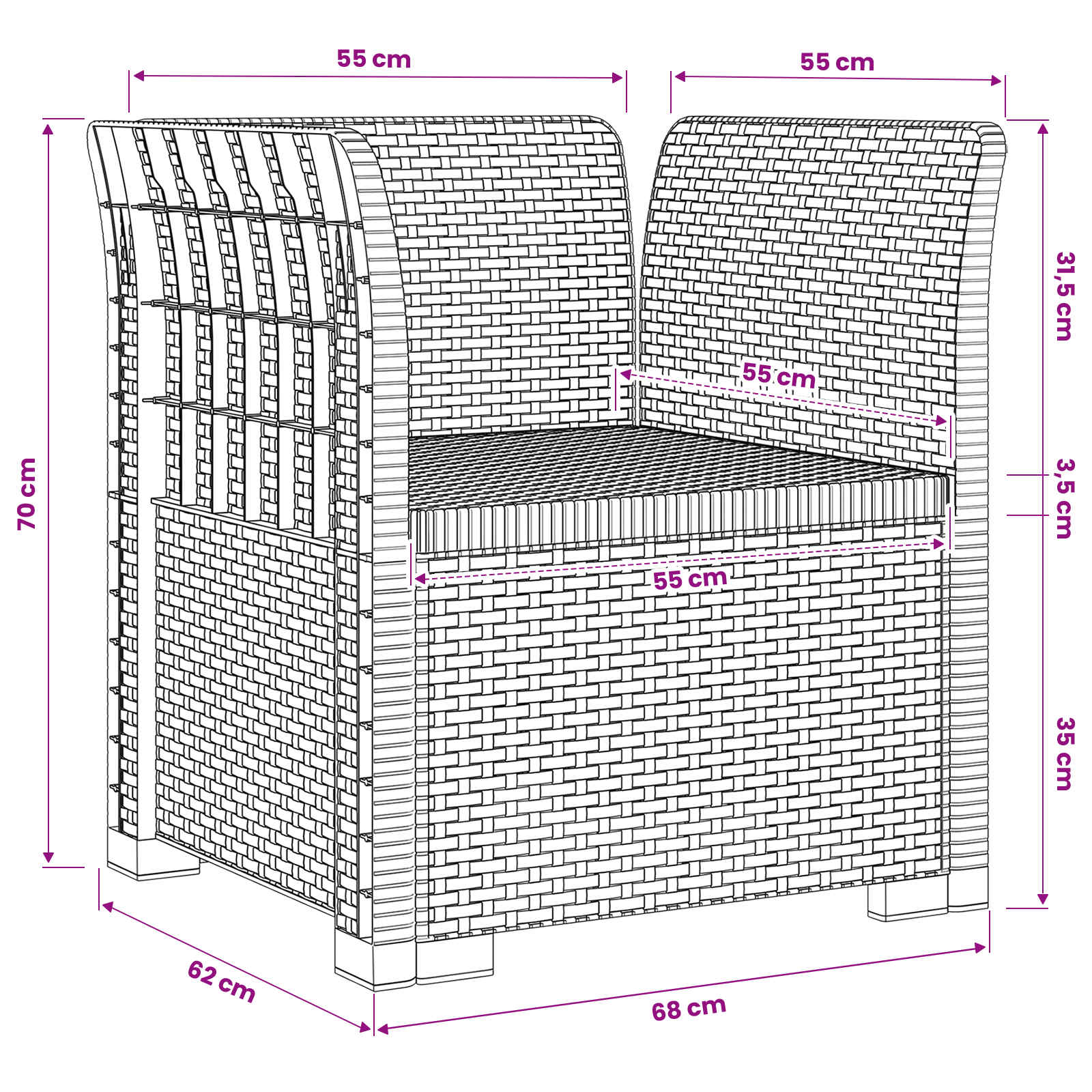 Eénpersoons Fauteuil Rattan Look PP Antraciet is nu te koop bij PeponiXL, paradijselijk wonen!