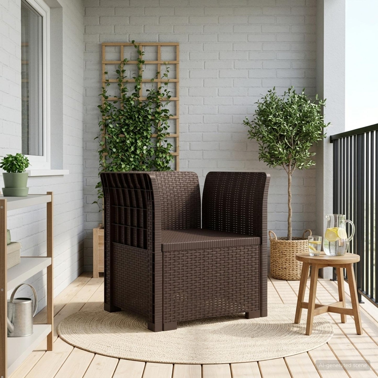 Eénpersoons Fauteuil Rattan Look PP Bruin is nu te koop bij PeponiXL, paradijselijk wonen!