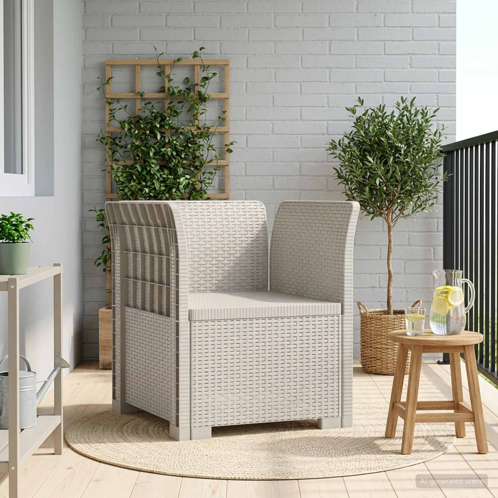 Eénpersoons Fauteuil Rattan Look PP Wit is nu te koop bij PeponiXL, paradijselijk wonen!