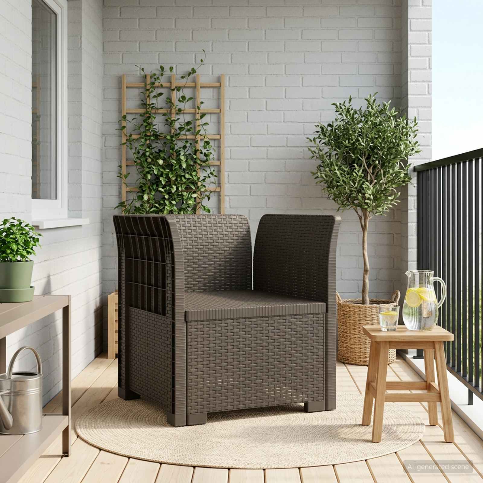 Eénpersoons Fauteuil Rattan Look PP Lichtgrijs is nu te koop bij PeponiXL, paradijselijk wonen!