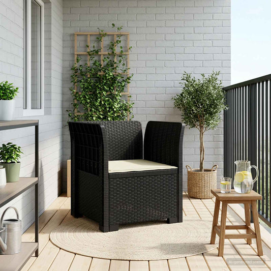 Eénpersoons Fauteuil met Kussen Rattan Look PP Antraciet is nu te koop bij PeponiXL, paradijselijk wonen!