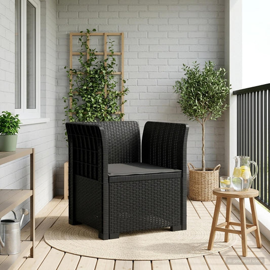 Eénpersoons Fauteuil met Kussen Rattan Look PP Antraciet is nu te koop bij PeponiXL, paradijselijk wonen!