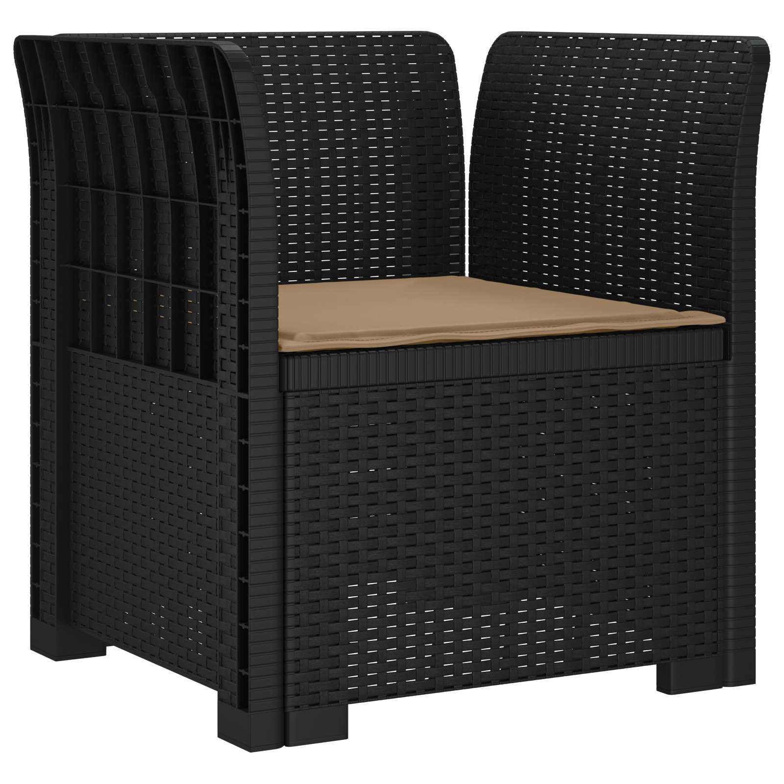 Eénpersoons Fauteuil met Kussen Rattan Look PP Antraciet is nu te koop bij PeponiXL, paradijselijk wonen!