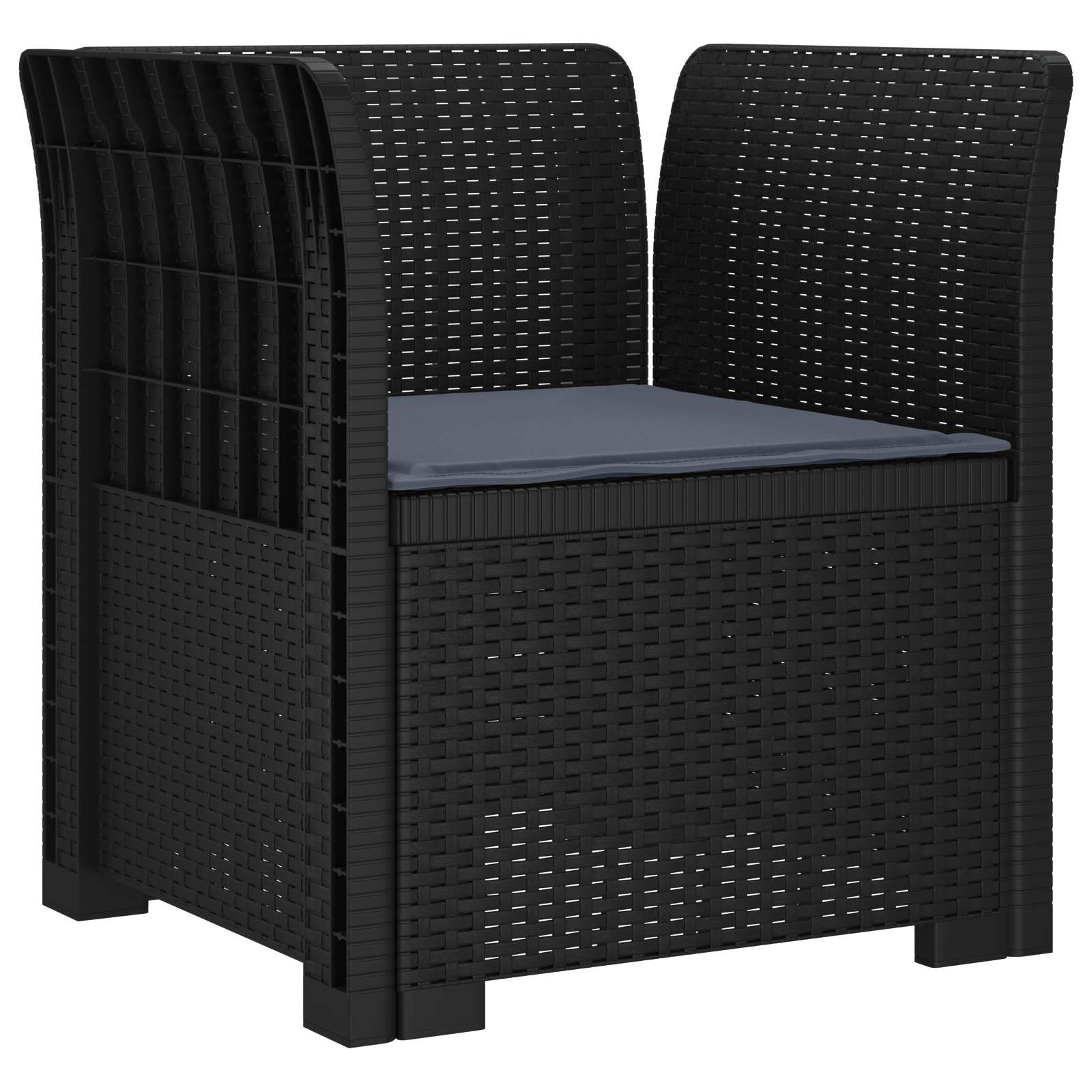 Eénpersoons Fauteuil met Kussen Rattan Look PP Antraciet is nu te koop bij PeponiXL, paradijselijk wonen!