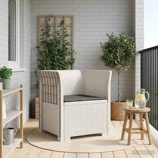 Eénpersoons Fauteuil met Kussen Rattan Look PP Wit is nu te koop bij PeponiXL, paradijselijk wonen!