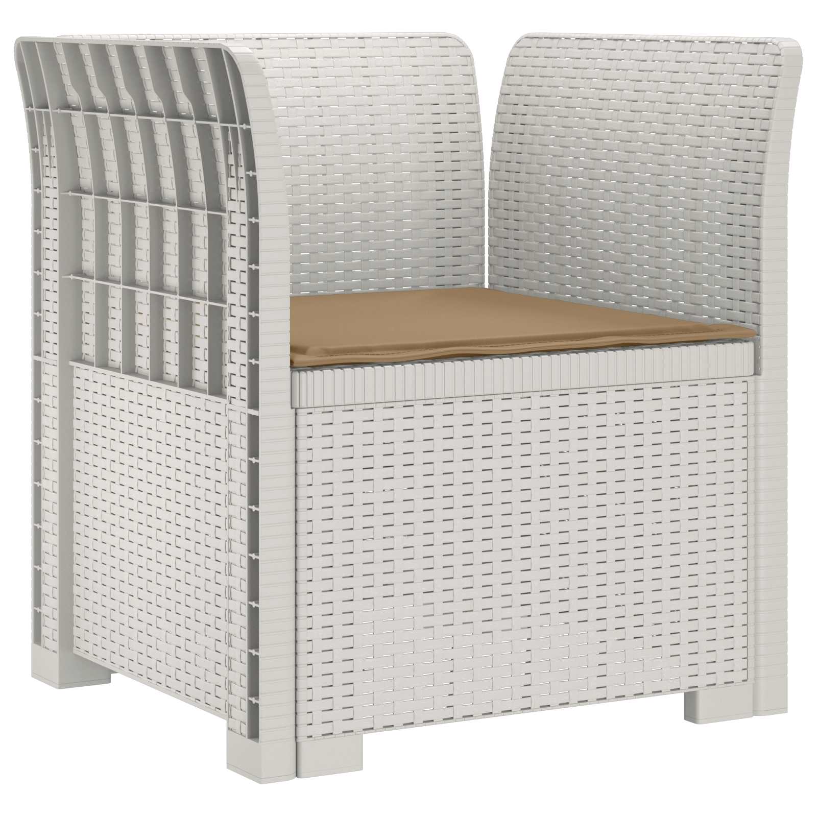Eénpersoons Fauteuil met Kussen Rattan Look PP Wit is nu te koop bij PeponiXL, paradijselijk wonen!