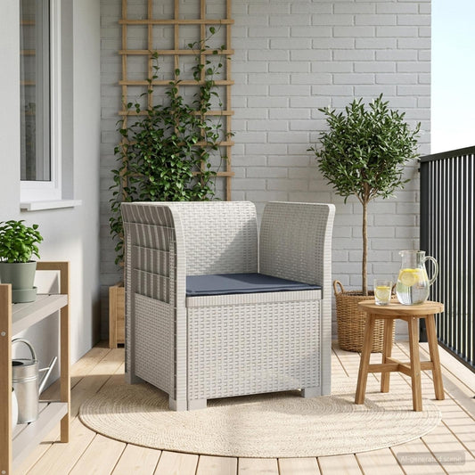 Eénpersoons Fauteuil met Kussen Rattan Look PP Wit is nu te koop bij PeponiXL, paradijselijk wonen!