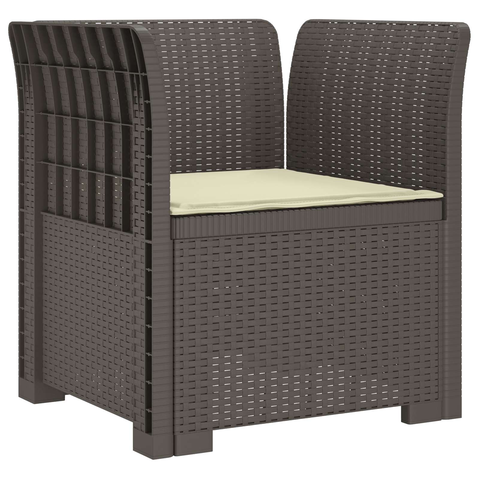 Eénpersoons Fauteuil met Kussen Rattan Look PP Lichtgrijs is nu te koop bij PeponiXL, paradijselijk wonen!