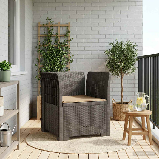 Eénpersoons Fauteuil met Kussen Rattan Look PP Lichtgrijs is nu te koop bij PeponiXL, paradijselijk wonen!