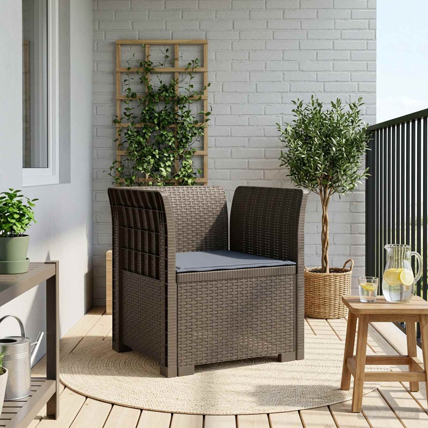 Eénpersoons Fauteuil met Kussen Rattan Look PP Lichtgrijs is nu te koop bij PeponiXL, paradijselijk wonen!